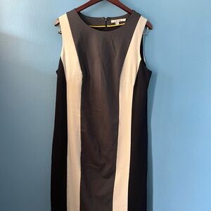 Boden Black and Cream Colorblock Sleeveless Sheath Dress